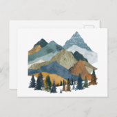 Boho Mountain Landschap met Pine Trees ontwerp Briefkaart (Voorkant / Achterkant)