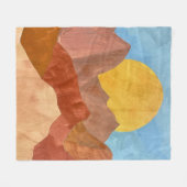 Boho Mountain Sunset - Warm Earth Tone Landschap Fleece Deken (Voorkant (Horizontaal))
