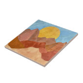 Boho Mountain Sunset - Warm Earth Tone Landschap Tegeltje (Zijkant)