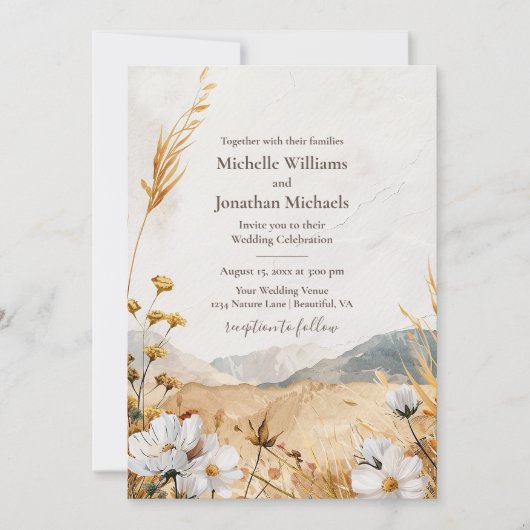  Boho Mountain Wildflower bruiloft Kaart (Voorkant)