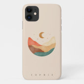 Boho mountaindesign met monogram iPhone case (Achterkant)