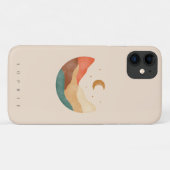 Boho mountaindesign met monogram iPhone case (Achterkant (horizontaal))