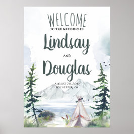 Boho Mountains Adventure Wedding Welcome Sign Poster