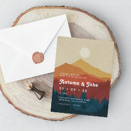 Boho Mountains and Forest 1970's Retro Wedding Kaart