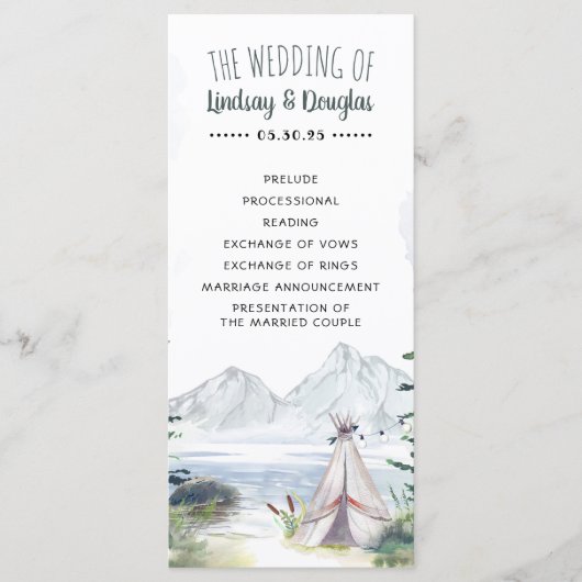 Boho Mountains Avontuur Trouwprogramma's Programmakaart (Voorkant)