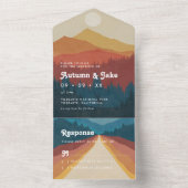 Boho Mountains en Forest Retro All In One Uitnodiging (Binnen)