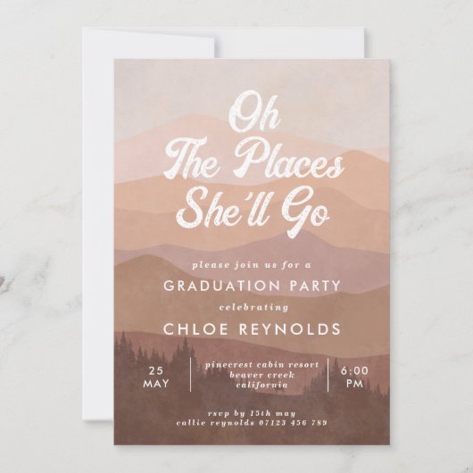 Boho Mountains Oh de plekken waar ze Afstuderen ga Kaart (Voorkant)