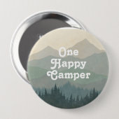 Boho Mountains One Happy Camper Boys 1e verjaardag Ronde Button 4,0 Cm (Voorkant /achterkant)