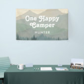 Boho Mountains One Happy Camper Boys 1e verjaardag Spandoek (Beurs)