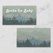 Boho Mountains Retro Blue Books voor Baby Informatiekaartje (Voorkant / Achterkant)