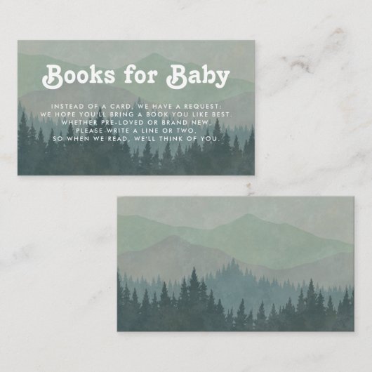 Boho Mountains Retro Blue Books voor Baby Informatiekaartje (Voorkant / Achterkant)