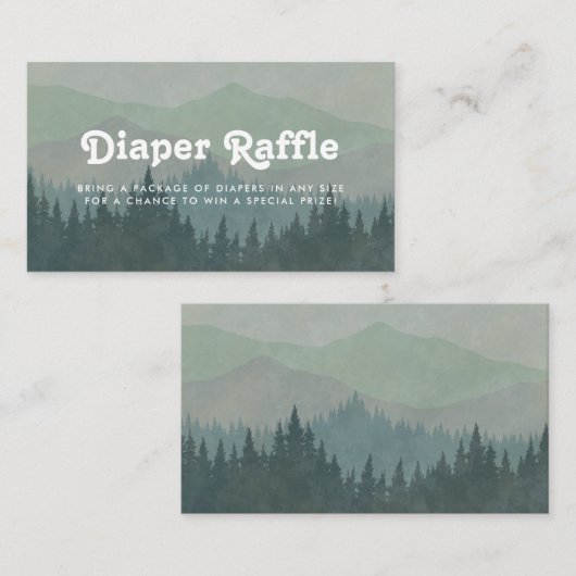 Boho Mountains Retro Dusty Blue Diaper Raffle Informatiekaartje (Voorkant / Achterkant)