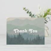 Boho Mountains Retro Dusty Blue Flat Bedankkaart (Staand voorkant)