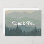 Boho Mountains Retro Dusty Blue Flat Bedankkaart (Voorkant / Achterkant)