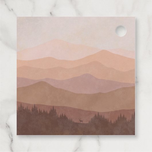 Boho Mountains Retro Roze Baby shower Dank u Bedankjes Labels (Achterkant)