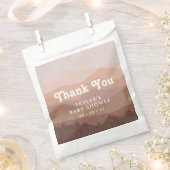 Boho Mountains Retro Roze Baby shower Dank u Bedankzakje (Geknipt)