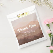 Boho Mountains Retro Roze Baby shower Dank u Bedankzakje (Gezegeld)