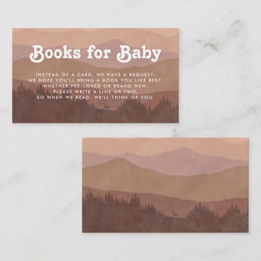 Boho Mountains Retro Roze boeken voor Baby Informatiekaartje (Voorkant / Achterkant)