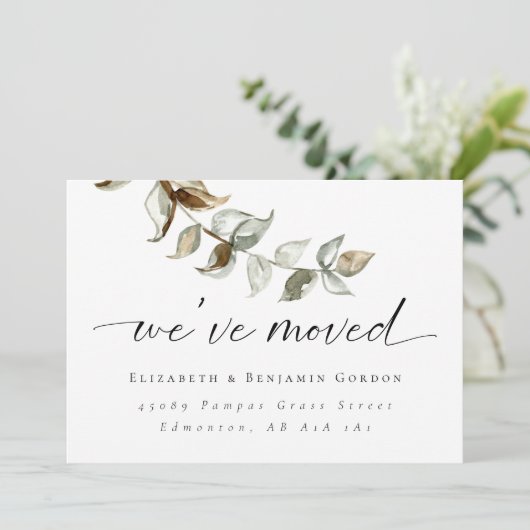 Boho Moving Announcement Minimale Manuscript Elega Aankondiging (Staand voorkant)