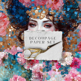  Boho Mozaïek Bloemen Decoupage Papieren Set Inpakpapier Vel