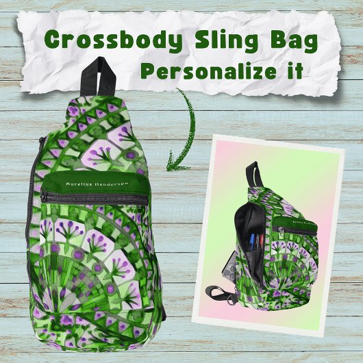 Boho Mozaïek Mandala Tegel Groen Gras - Sling Bag
