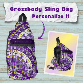 Boho Mozaïek Mandala Tegel Violet Vlam -  Sling Bag