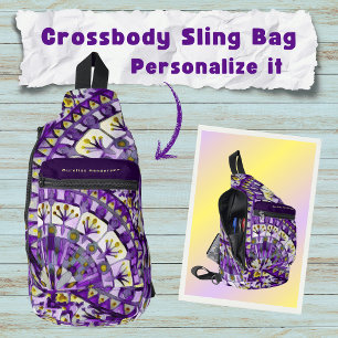 Boho Mozaïek Mandala Tegel Violet Vlam - Sling Bag