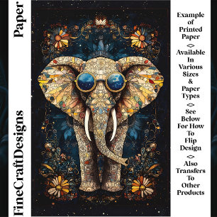 Boho Mozaïek Olifant, Zonnebril, Ambachtspapier CP
