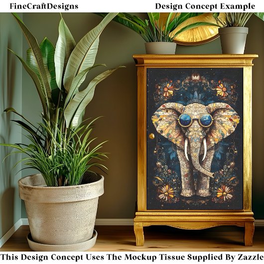 Boho Mozaïek Olifant, Zonnebril, CP9 Decoupage Tissuepapier