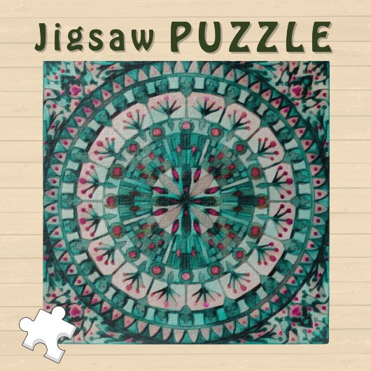Boho Mozaïek Tegel Blauwgroen Oceaan - Legpuzzel