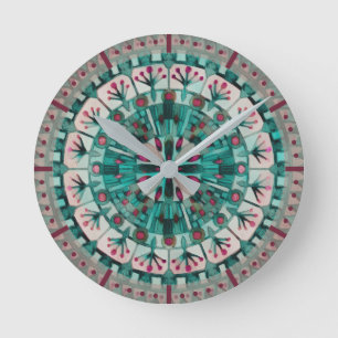 Boho Mozaïek Tegel Blauwgroen Oceaan - Ronde Klok