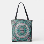 Boho Mozaïek Tegel Blauwgroen Oceaan - Tote Bag (Achterkant)