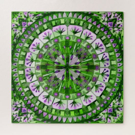 Boho Mozaïek Tegel Groen Gras - Legpuzzel (Horizontaal)