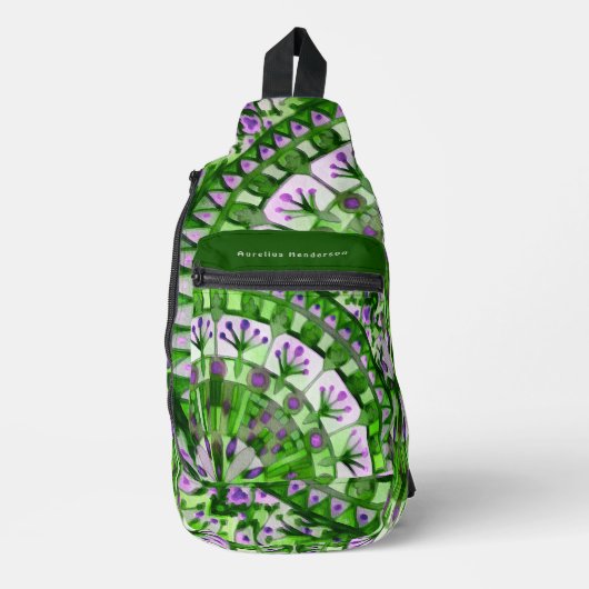 Boho Mozaïek Tegel Groen Gras - Sling Bag (Voorkant)