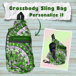 Boho Mozaïek Tegel Groen Gras - Sling Bag