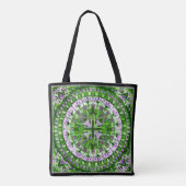Boho Mozaïek Tegel Groen Gras - Tote Bag (Achterkant)