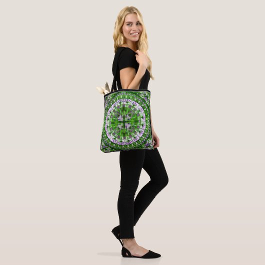 Boho Mozaïek Tegel Groen Gras - Tote Bag (Op model)
