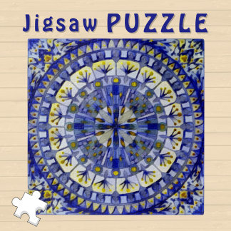 Boho Mozaïek Tegel Navy Blauw Water - Legpuzzel