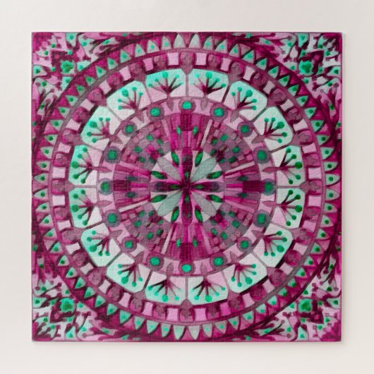 Boho Mozaïek Tegel Roze Berry - Legpuzzel (Horizontaal)