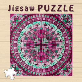 Boho Mozaïek Tegel Roze Berry - Legpuzzel