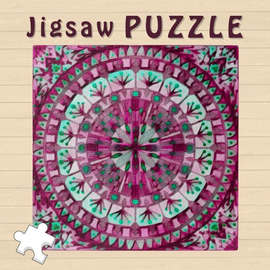 Boho Mozaïek Tegel Roze Berry - Legpuzzel