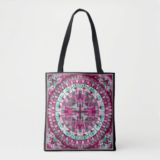 Boho Mozaïek Tegel Roze Berry - Tote Bag (Voorkant)