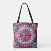 Boho Mozaïek Tegel Roze Berry - Tote Bag (Achterkant)