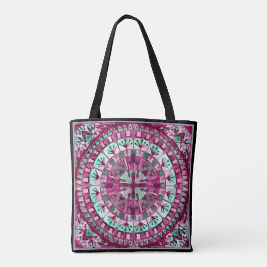 Boho Mozaïek Tegel Roze Berry - Tote Bag (Achterkant)