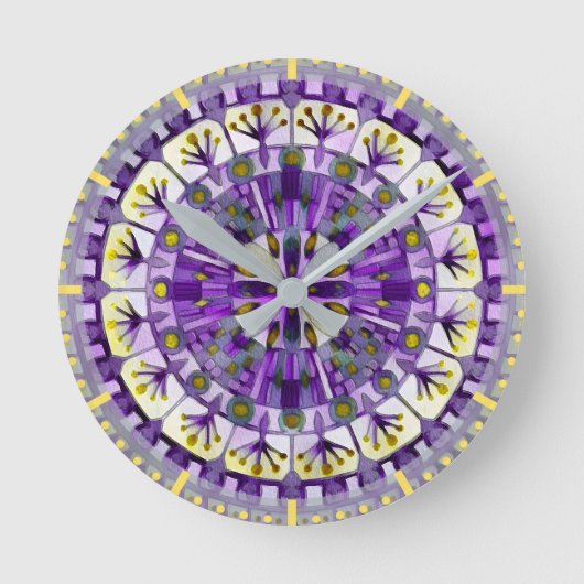 Boho Mozaïek Tegel Violette Vlam - Ronde Klok (Voorkant)