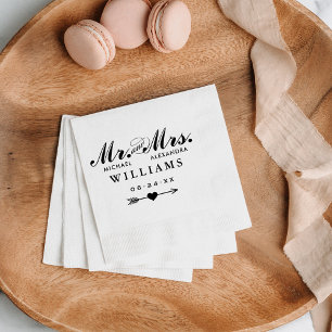Boho Mr en Mrs Liefdespijl Monogram Huwelijk Servet