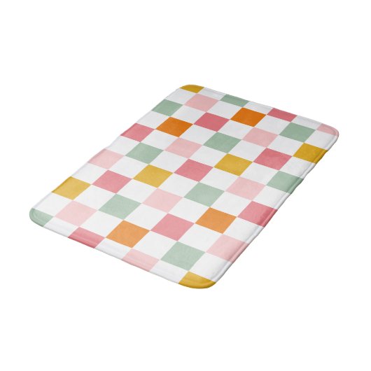 Boho Multicolor Checkerboard Badmat (Gekanteld)