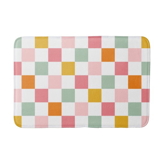 Boho Multicolor Checkerboard Badmat (Voorkant)