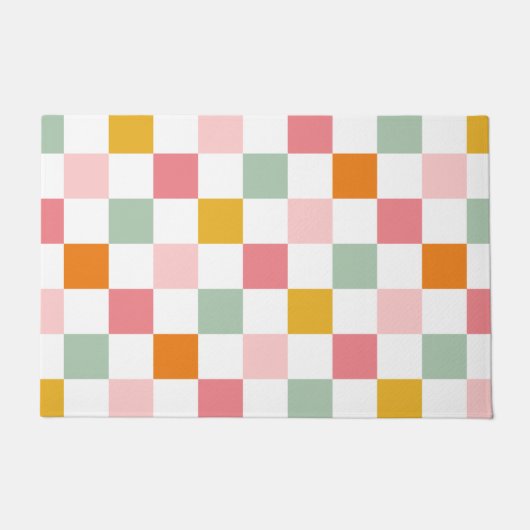 Boho Multicolor Checkerboard Deurmat (Voorkant)