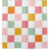 Boho Multicolor Checkerboard Douchegordijn (Voorkant)